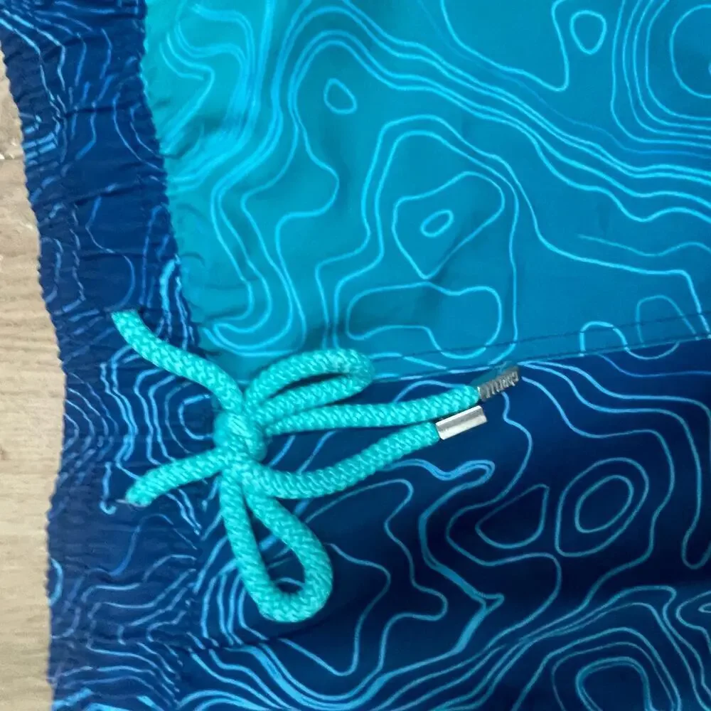 Capelle Swim Trunks Shorts Men Size 3XL Blue Multi Pockets Inner Lining Pull On